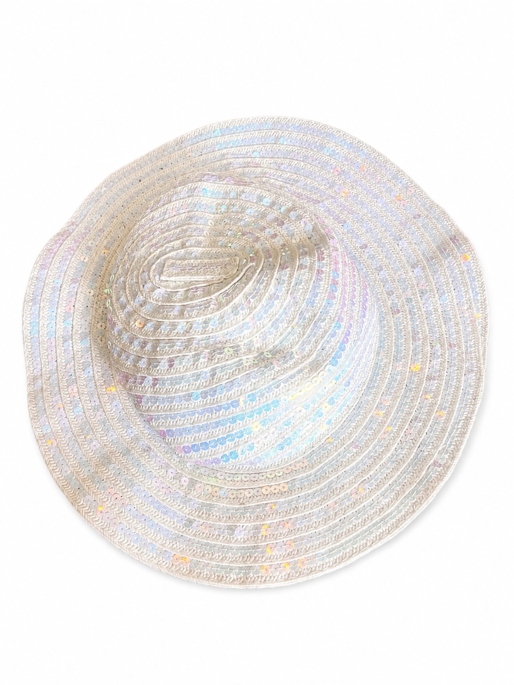 Iridescent Sequin Wide-Brim Sun Hat